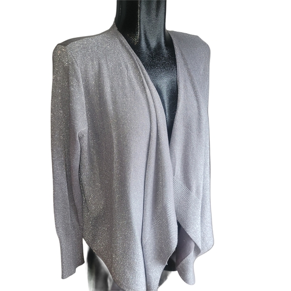 Peter Nygard Grey Silver Waterfall Cardigan L - Picture 2 of 6